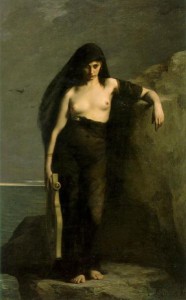 Sapfo som något slags femme fatale - en manlig dröm från 1877 (målad av Charles Mengin).