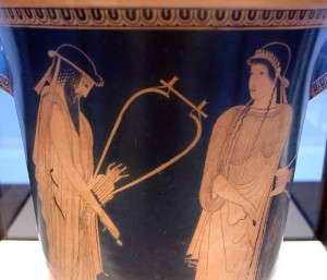 Alkaios och Sapfo (vasmålning ca. 470 f.Kr.)..