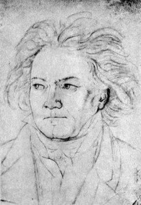 Ludwig van Beethoven 1770-1827, tecknad av August Klöber.
