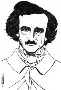 Edgar Allan Poe tecknad av Aubrey Beardsley.